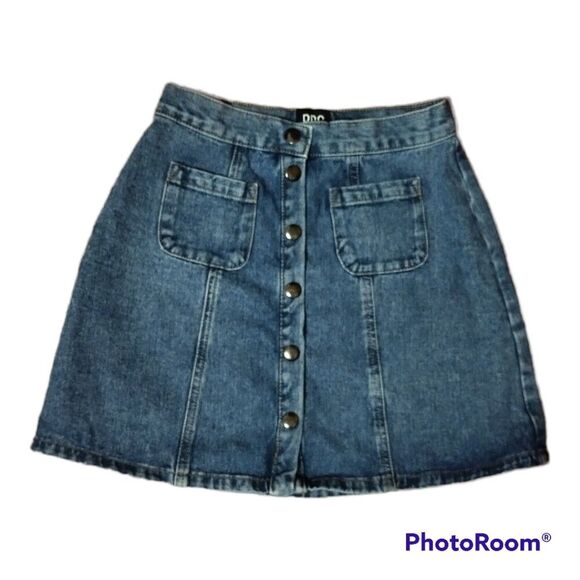 BDG Urban Outfitters Button Front Denim Jean Mini Skirt Sz XS - Picture 1 of 5